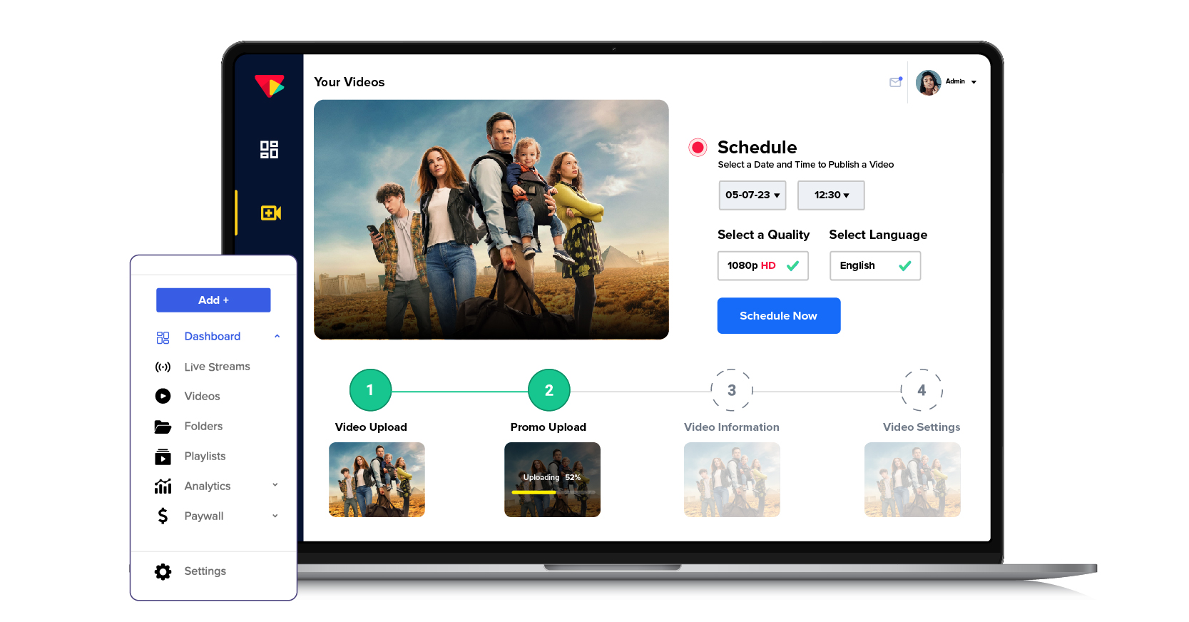 Film content management system dashboard for media teams